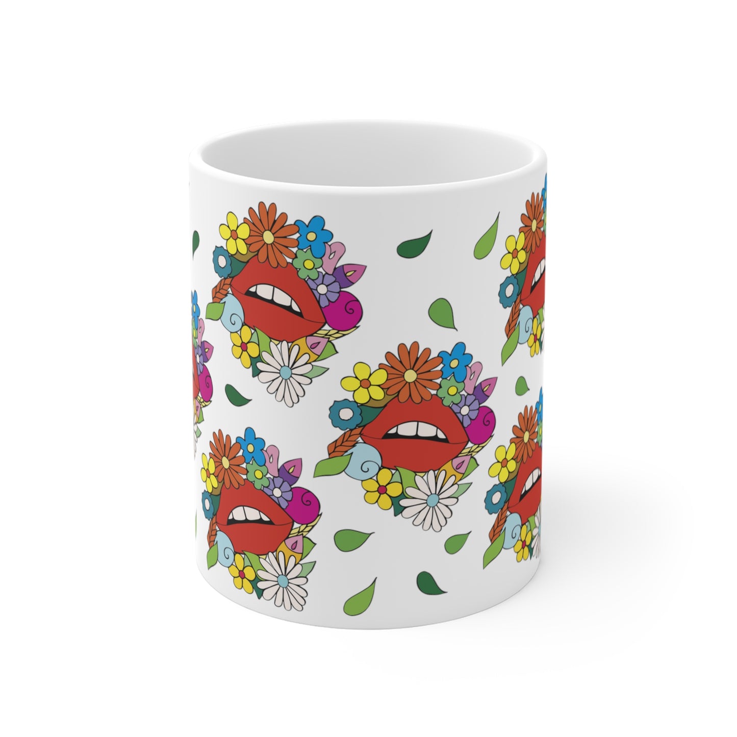 Lips in Spring - Floral Ceramic Mug 11oz