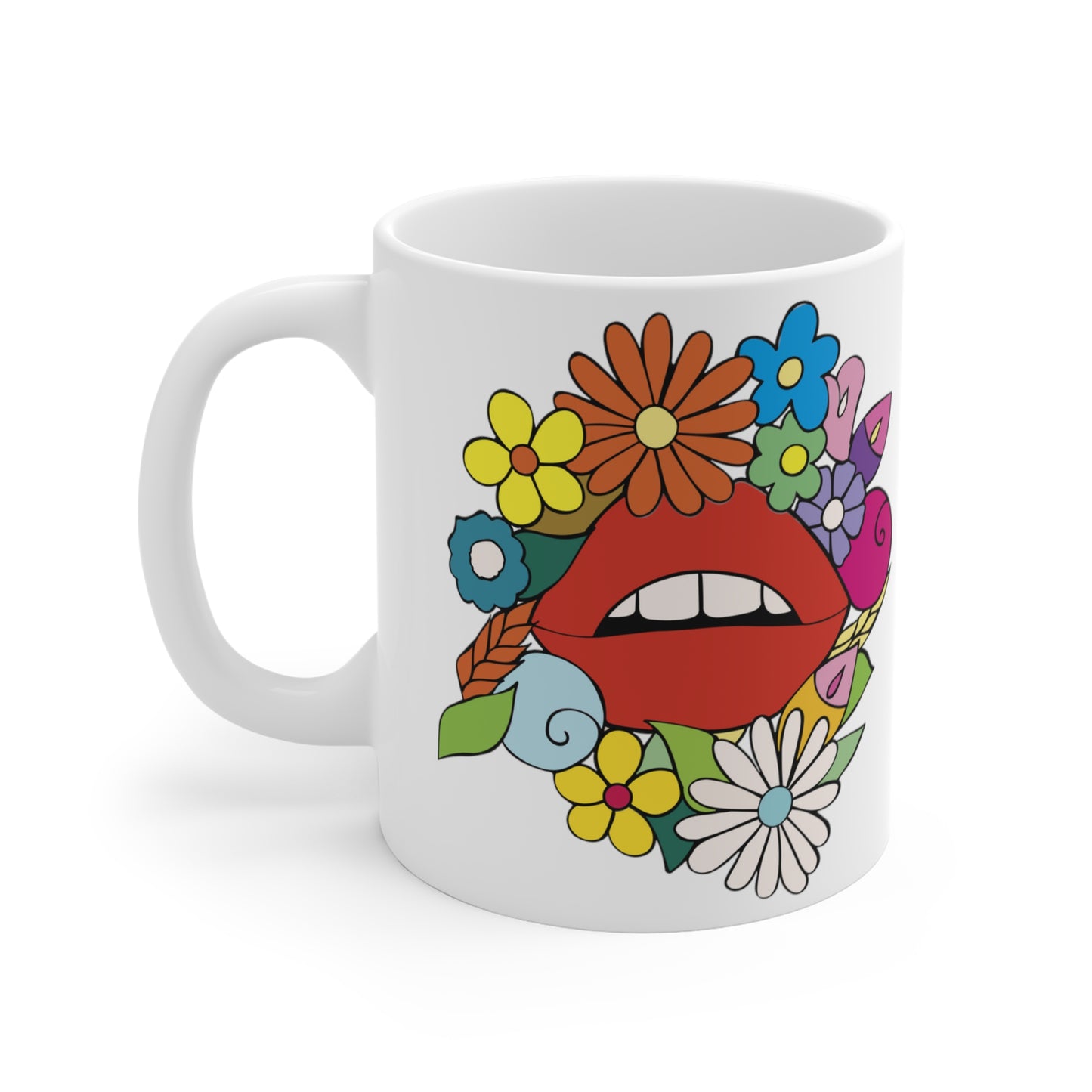 Lips in Spring II - Floral Ceramic Mug 11oz