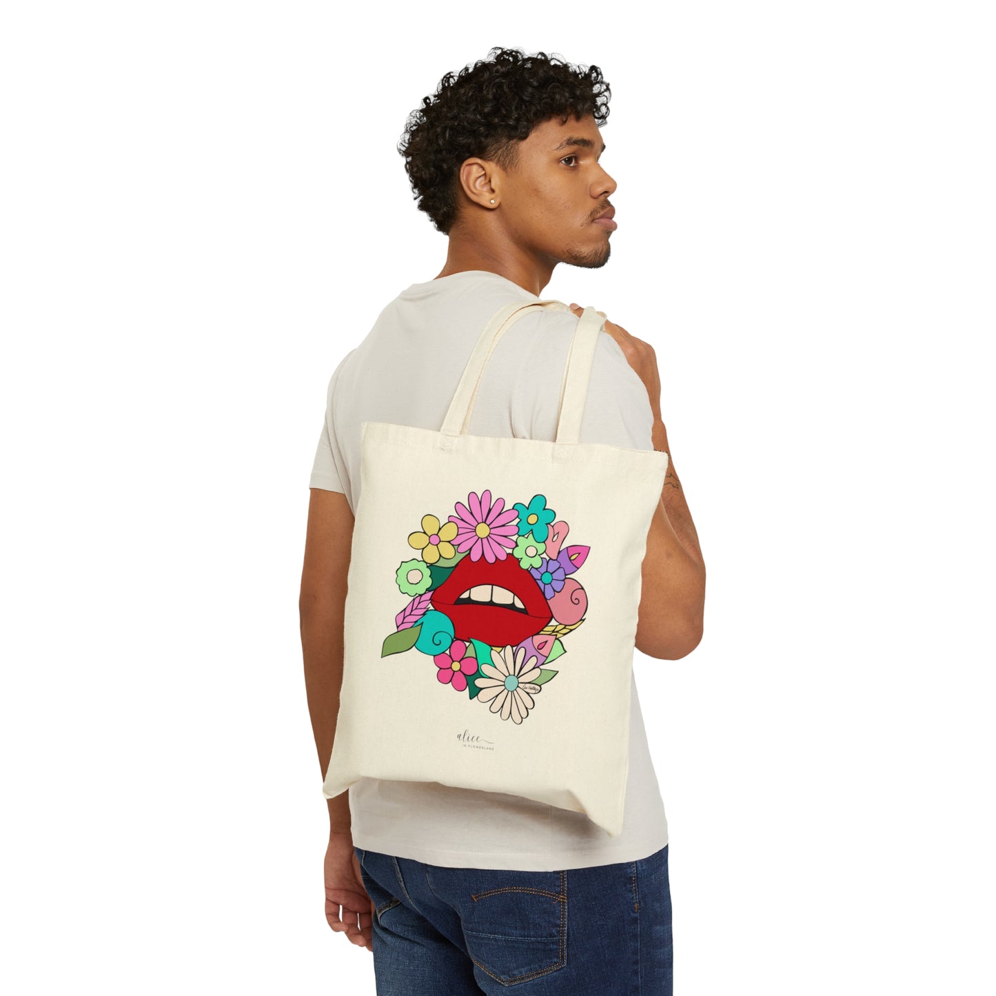 Lips in Spring - Miami Style - Cotton Canvas Tote Bag