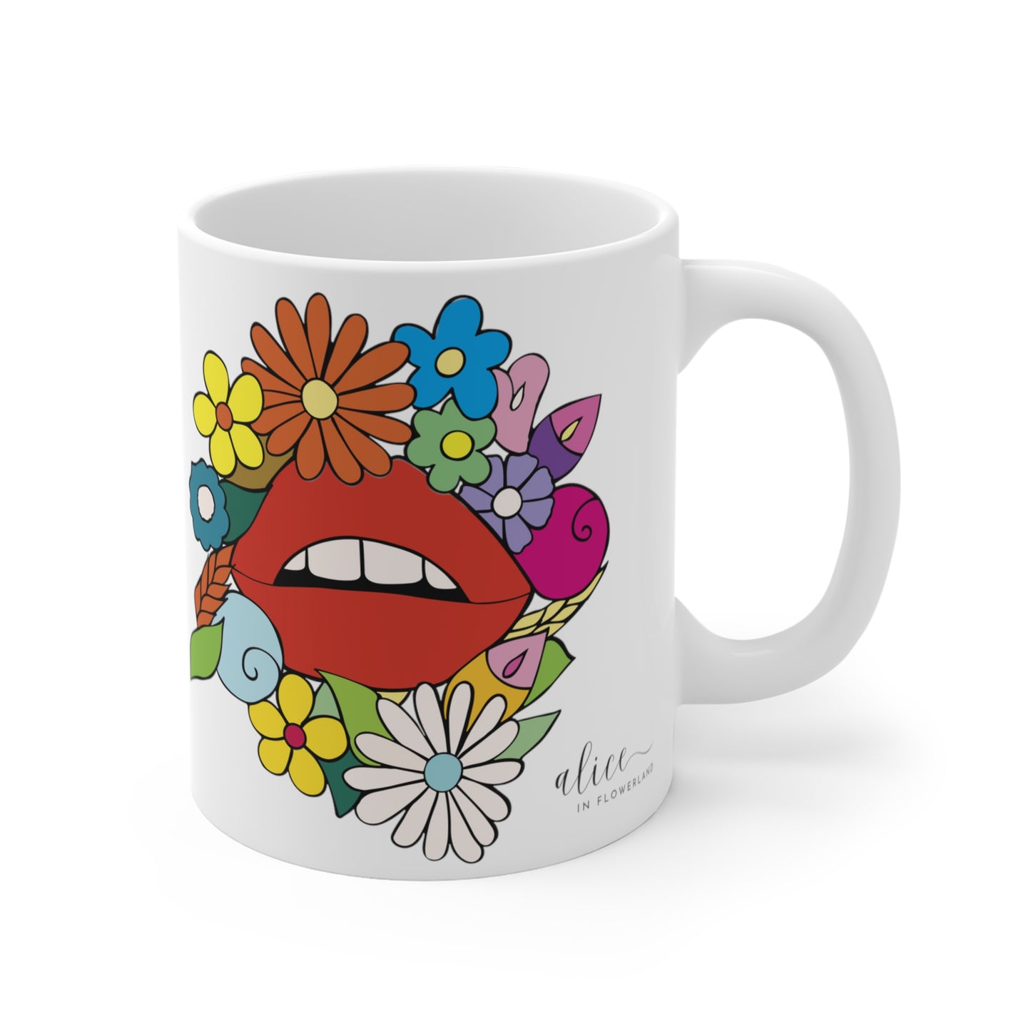 Lips in Spring II - Floral Ceramic Mug 11oz