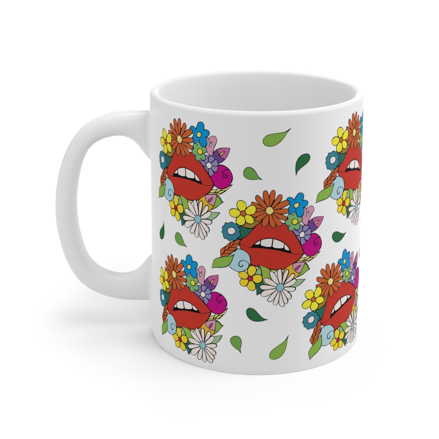 Lips in Spring - Floral Ceramic Mug 11oz