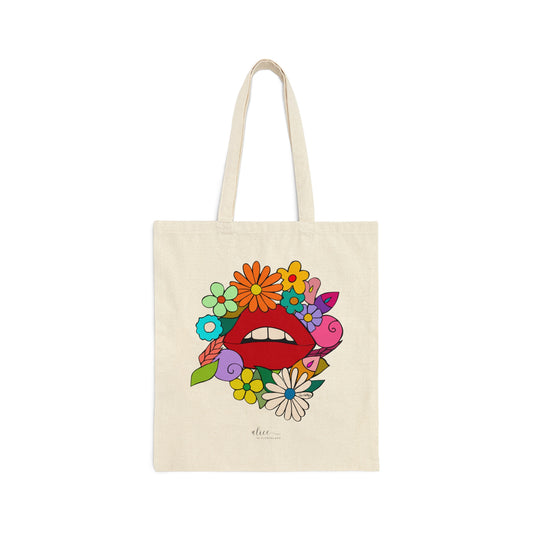 Lips in Spring - Cotton Canvas Tote Bag