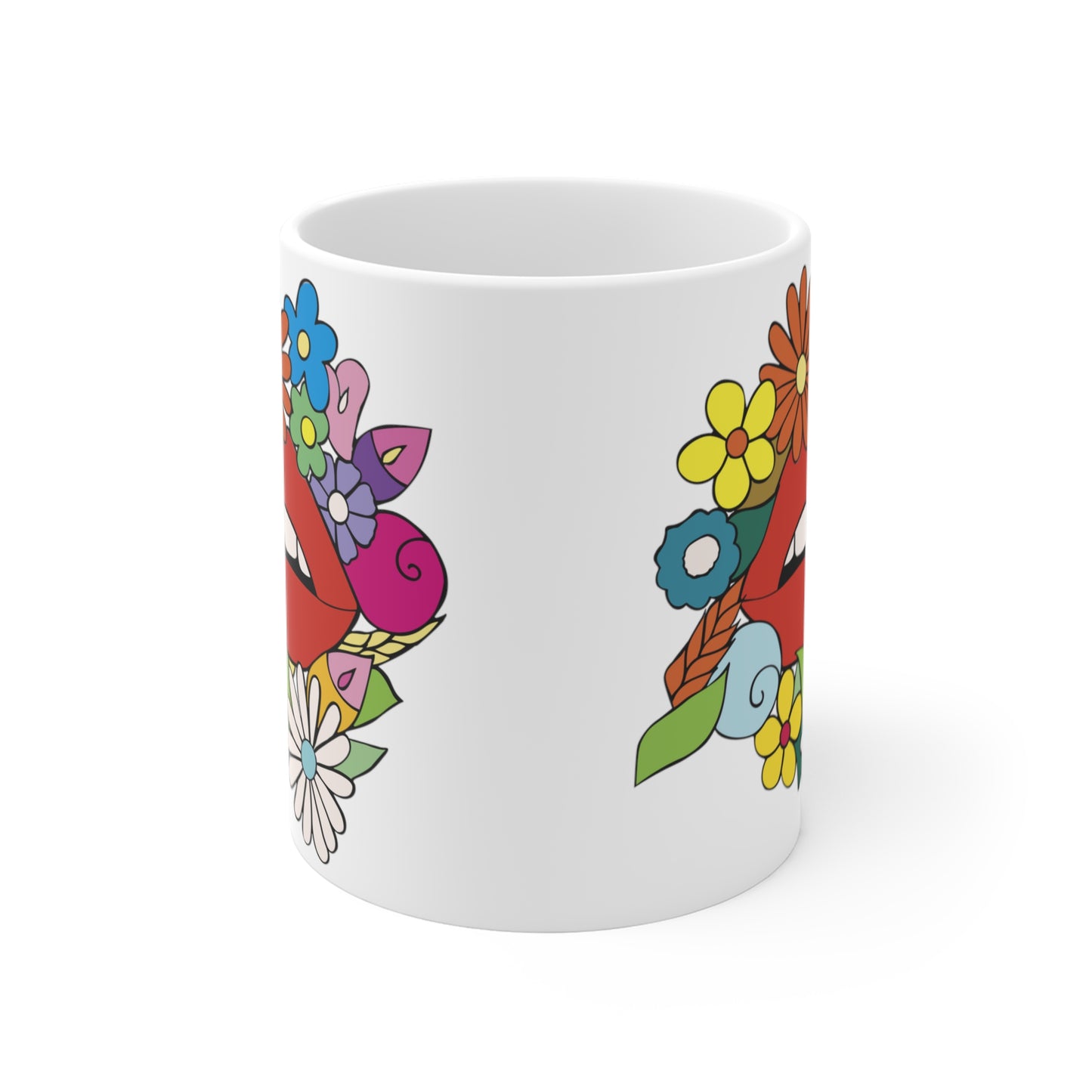 Lips in Spring II - Floral Ceramic Mug 11oz