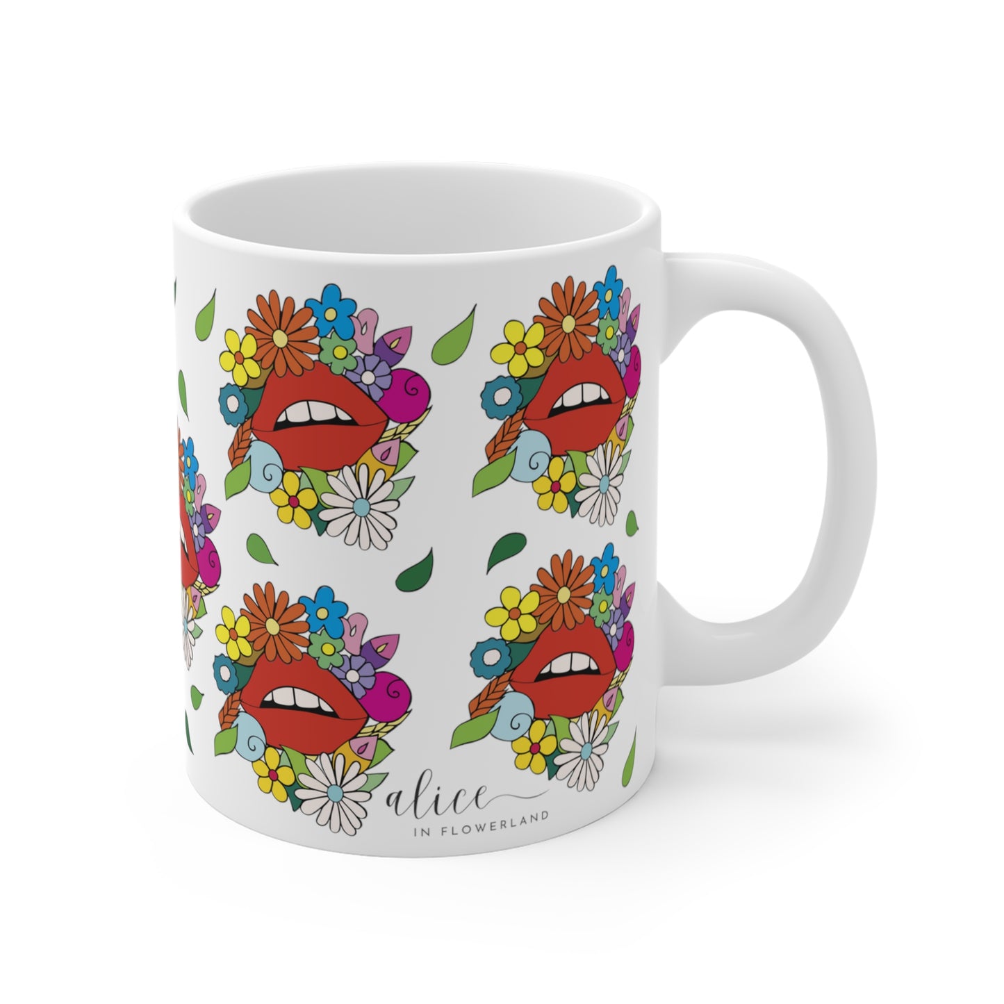 Lips in Spring - Floral Ceramic Mug 11oz