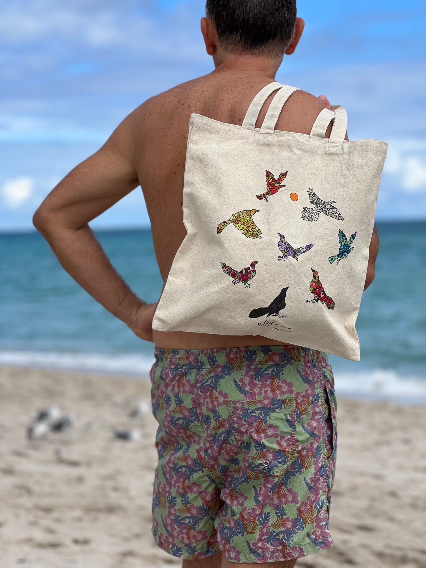 Flock of Flowers - Cotton Canvas Tote Bag