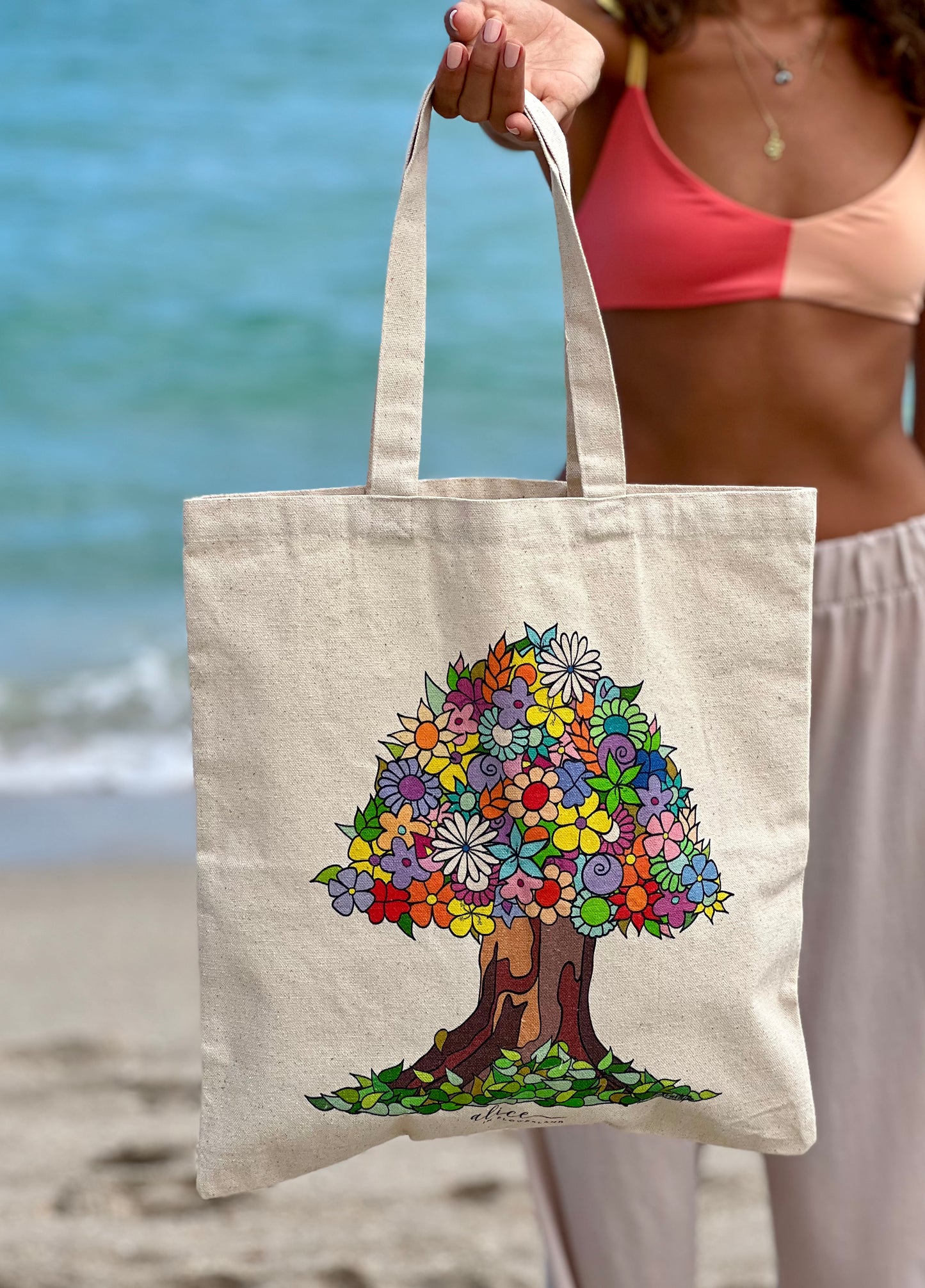 Tree of Happiness  - Cotton Canvas Tote Bag