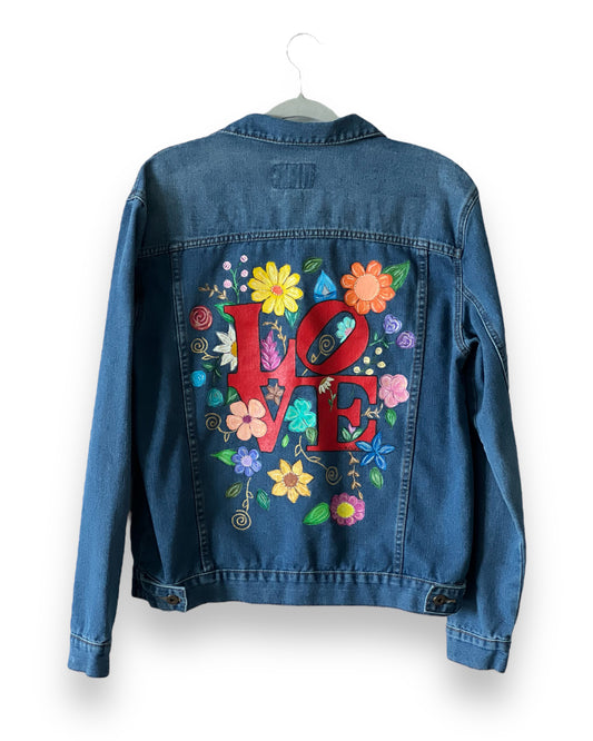 Flowers in Love IV (Size M) Floral Denim Jacket