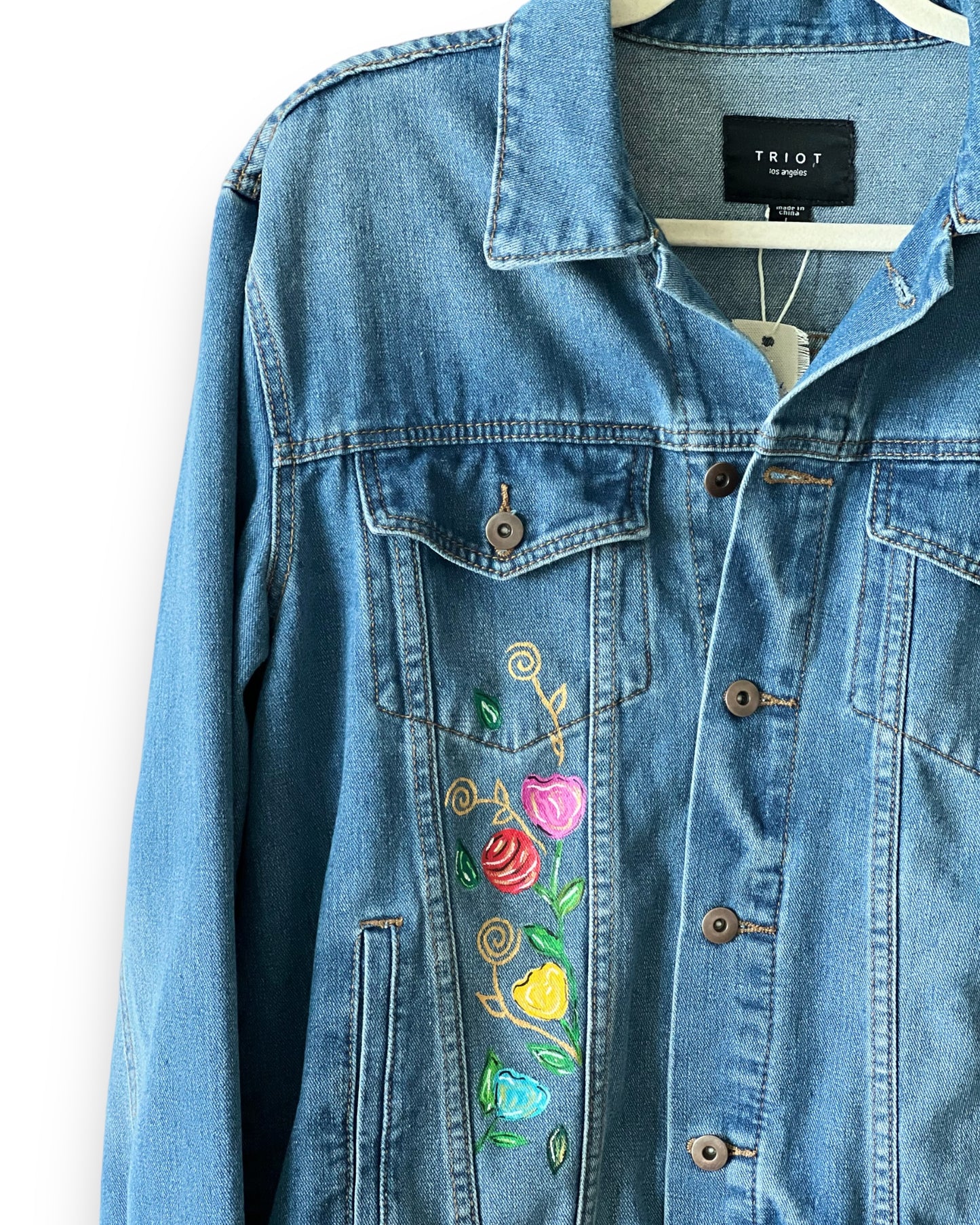 Flowers in Love IV (Size M) Floral Denim Jacket