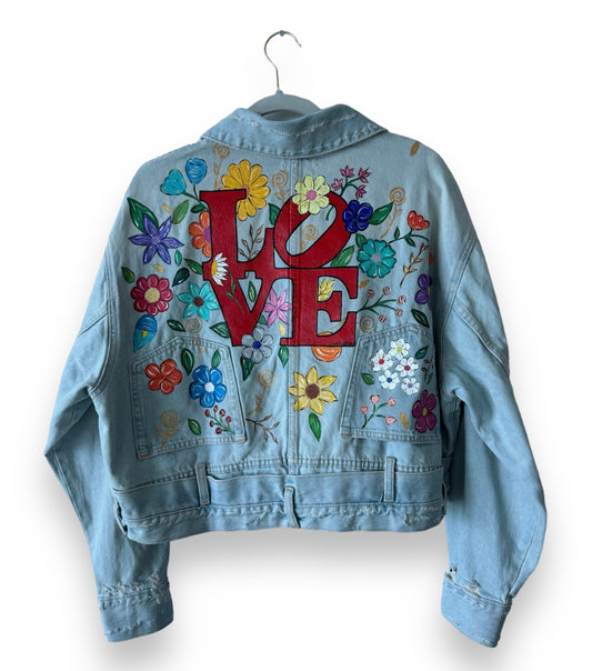 Flowers in Love V (Size S) Floral Denim Jacket