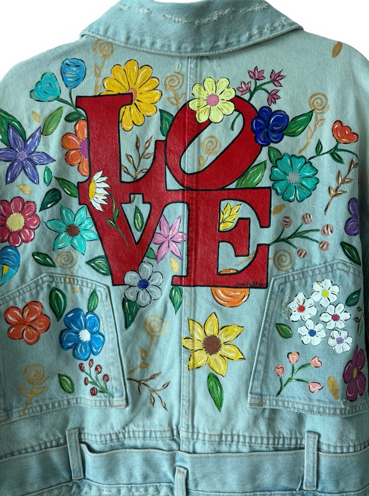 Flowers in Love V (Size S) Floral Denim Jacket