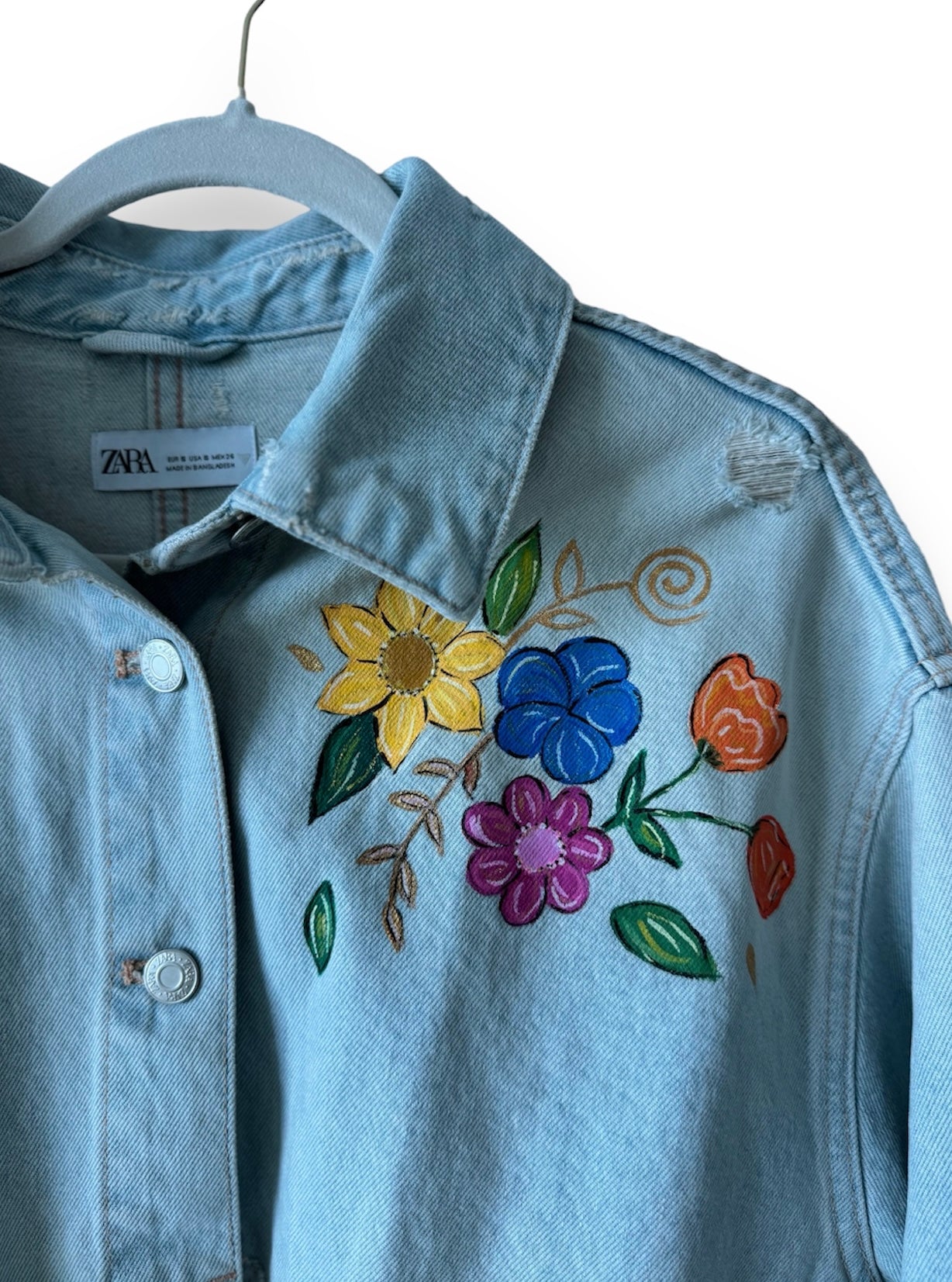 Flowers in Love V (Size S) Floral Denim Jacket