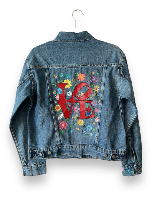 Flowers in Love VI (Size S) Floral Denim Jacket