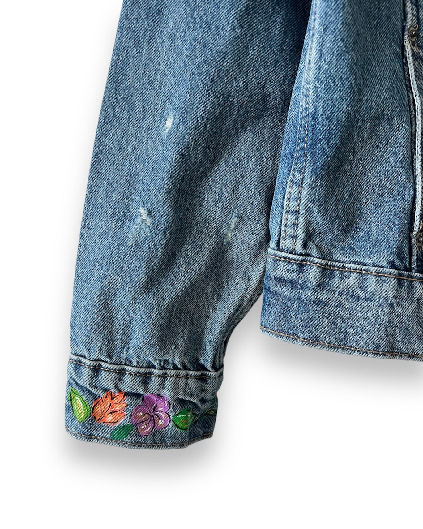 Flowers in Love VI (Size S) Floral Denim Jacket