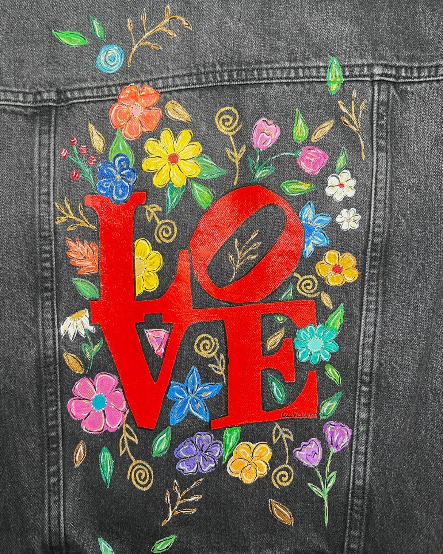 Flowers in Love VII (Size M) Floral Denim Jacket