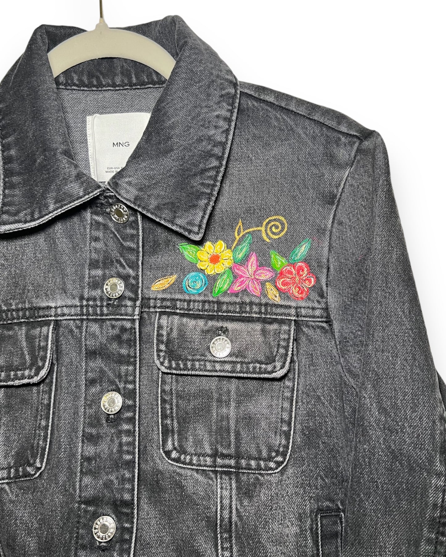 Flowers in Love VII (Size M) Floral Denim Jacket