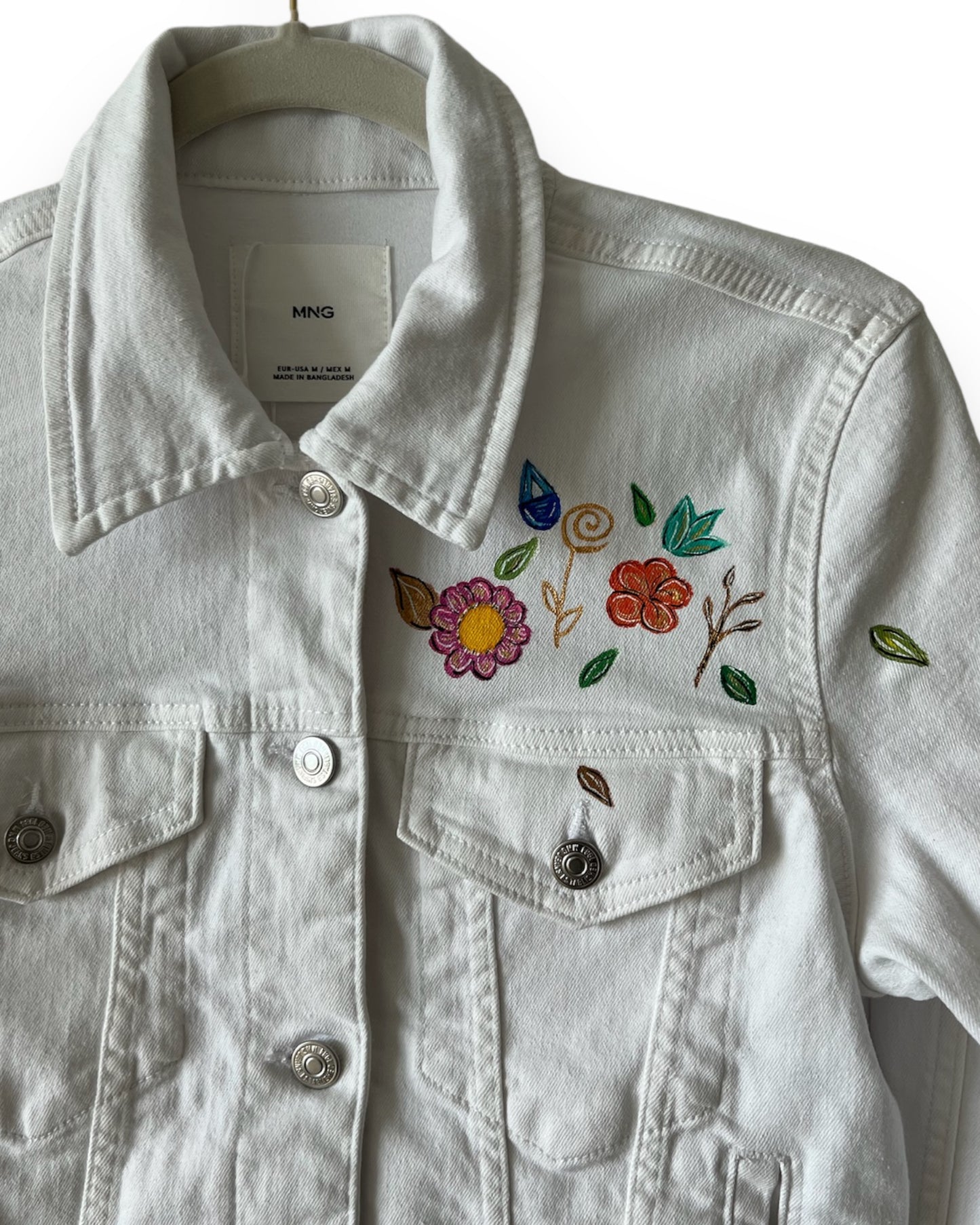 Flowers in Love VIII (Size M) Floral Denim Jacket