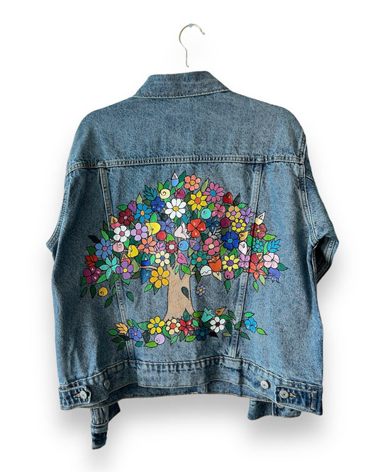 Tree of Freedom (Size L) Floral Denim Jacket