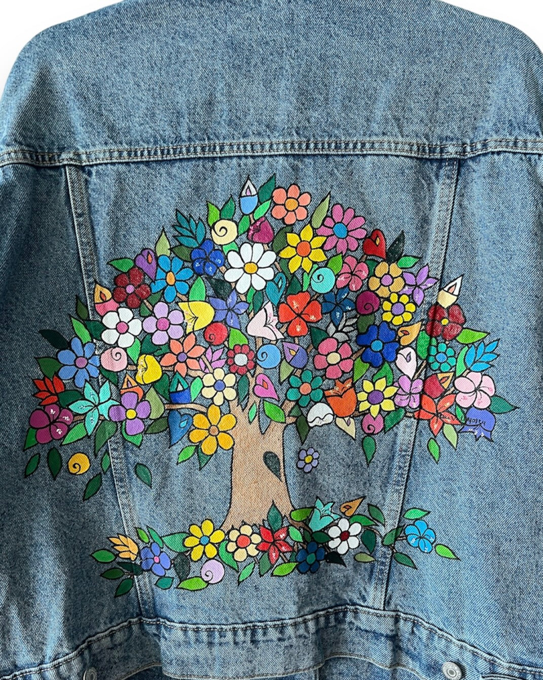 Tree of Freedom (Size L) Floral Denim Jacket