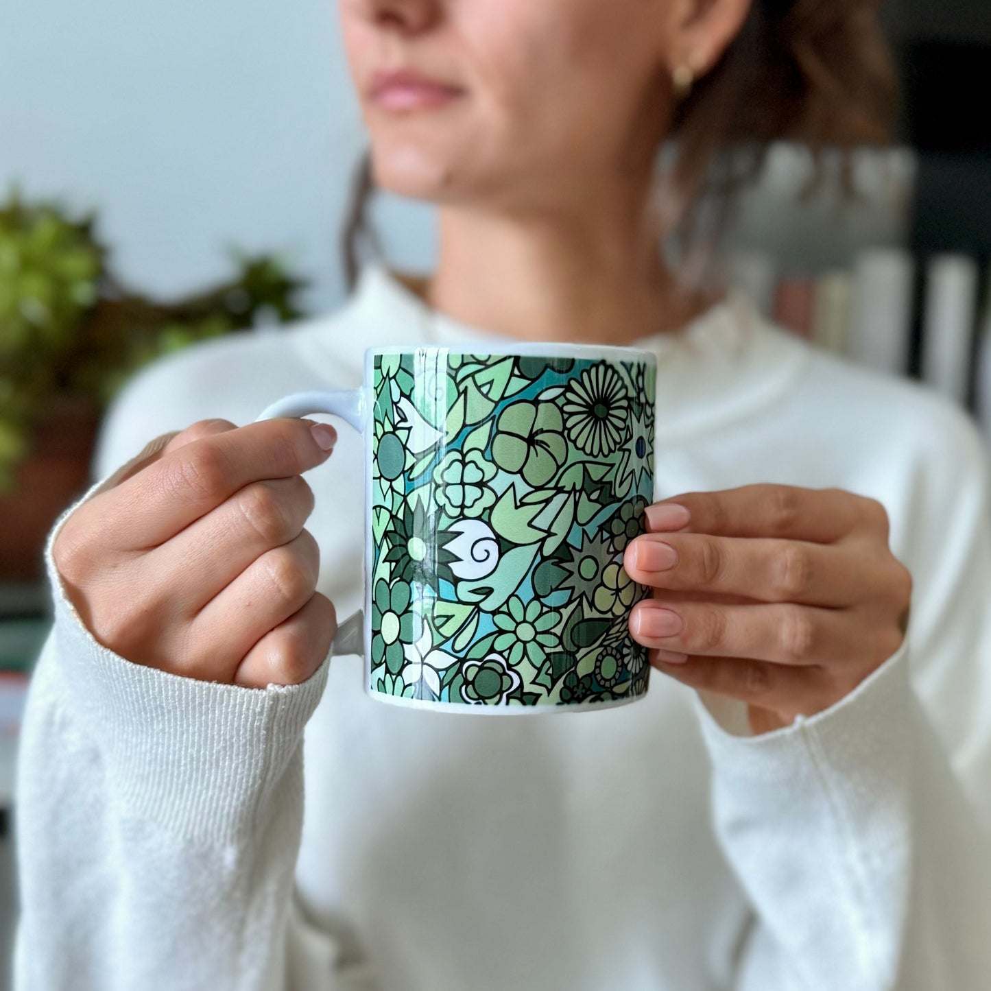 Jade - Crystal Series - Floral Ceramic Mug 11oz