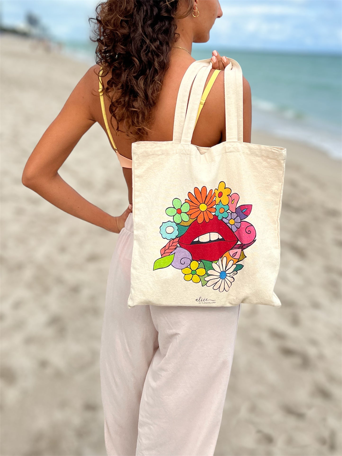 Lips in Spring - Cotton Canvas Tote Bag